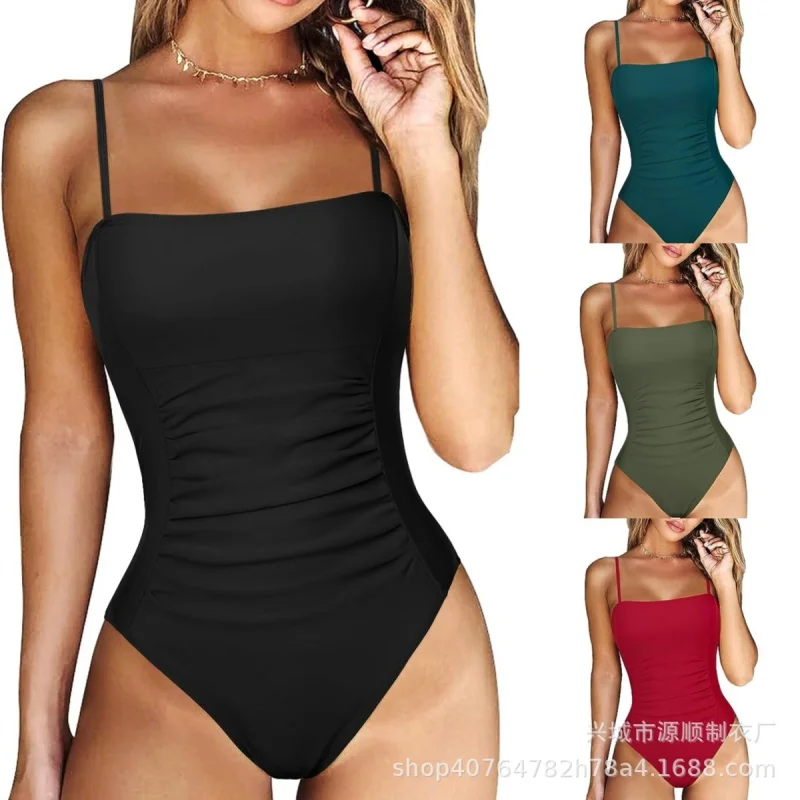 

Women's One-Piece Backless Swimsuit, Monochromatic, Sexy, Export, 2021