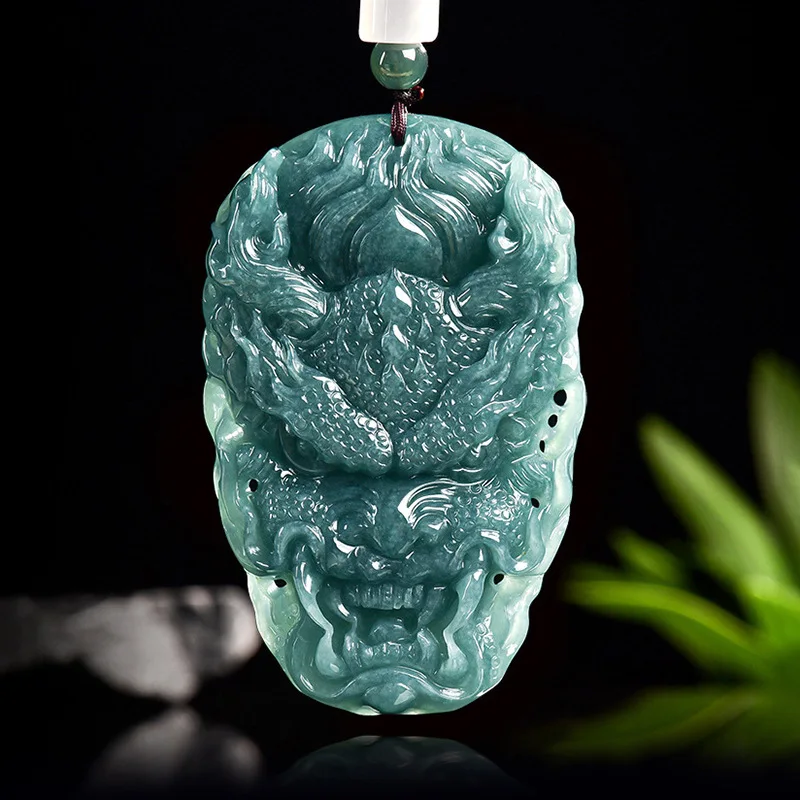 S Myanmar Jadeite Dragon Pendant Necklace Vintage Charm Burmese Jade Luxury Carved Amulet Stone Real Jewelry Designer Talismans