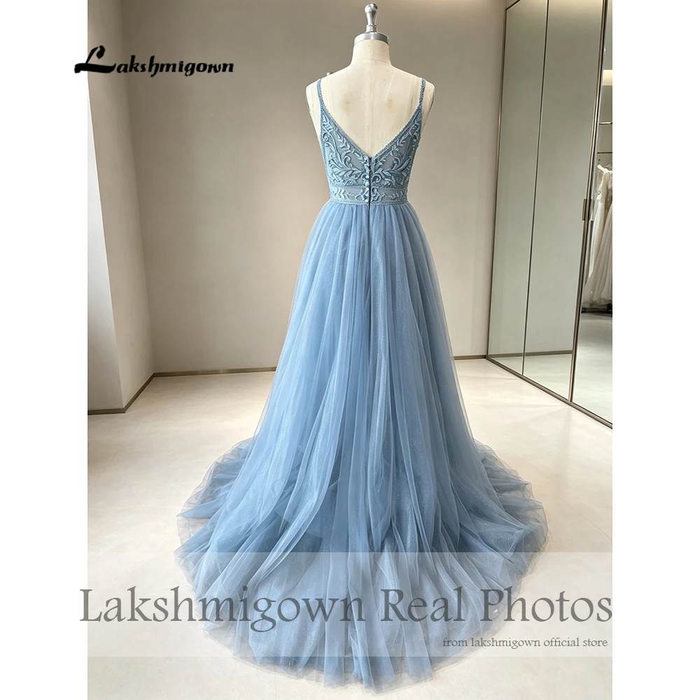 Lakshmigown Spaghettiträger Staubblaues Boho-Hochzeitskleid für Frauen Vestido Civil Bridal Maßgeschneiderte Hochzeitskleider Suknie Slubne – Detail 6
