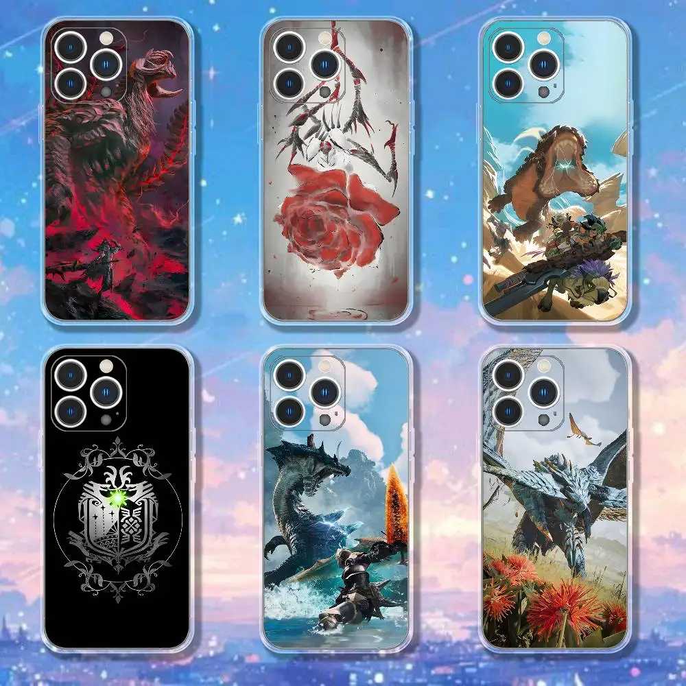 

M-Monster H-Hunter Wilds Phone Case For iPhone 17,16,15,14,13,12,11 Pro,Max,Plus,X,XS,XR,SE4,E Mini Transparent Soft Cover