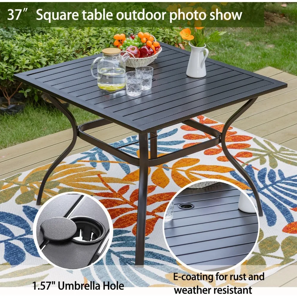 5 Piece Outdoor Patio Dining Set,2 Stackable Chairs and 37