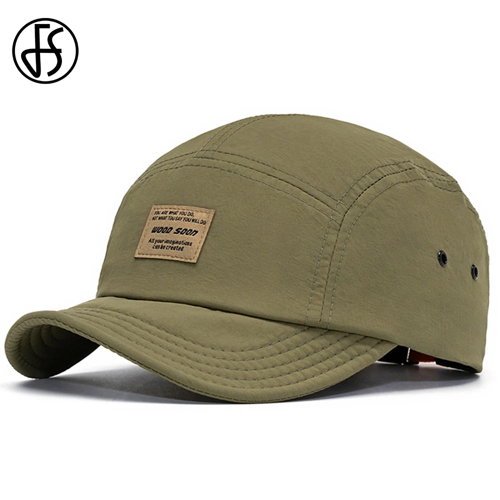 FS New Japanese Quick Drying Letter Baseball Cap For Men Orange Green Retro Short Brim Dad Hats Brand Women Designer Hat Bone