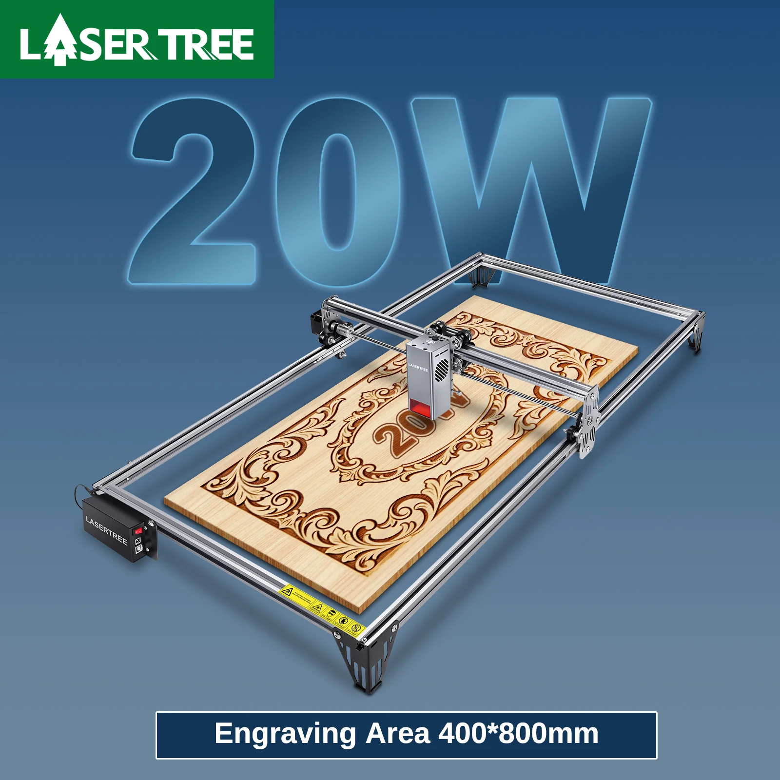 LASER TREE Laser Engraver with 20W Laser Module Working Area 400x800mm Laser Engraving Machine  for Wood Acrylic MDF DIY Tools