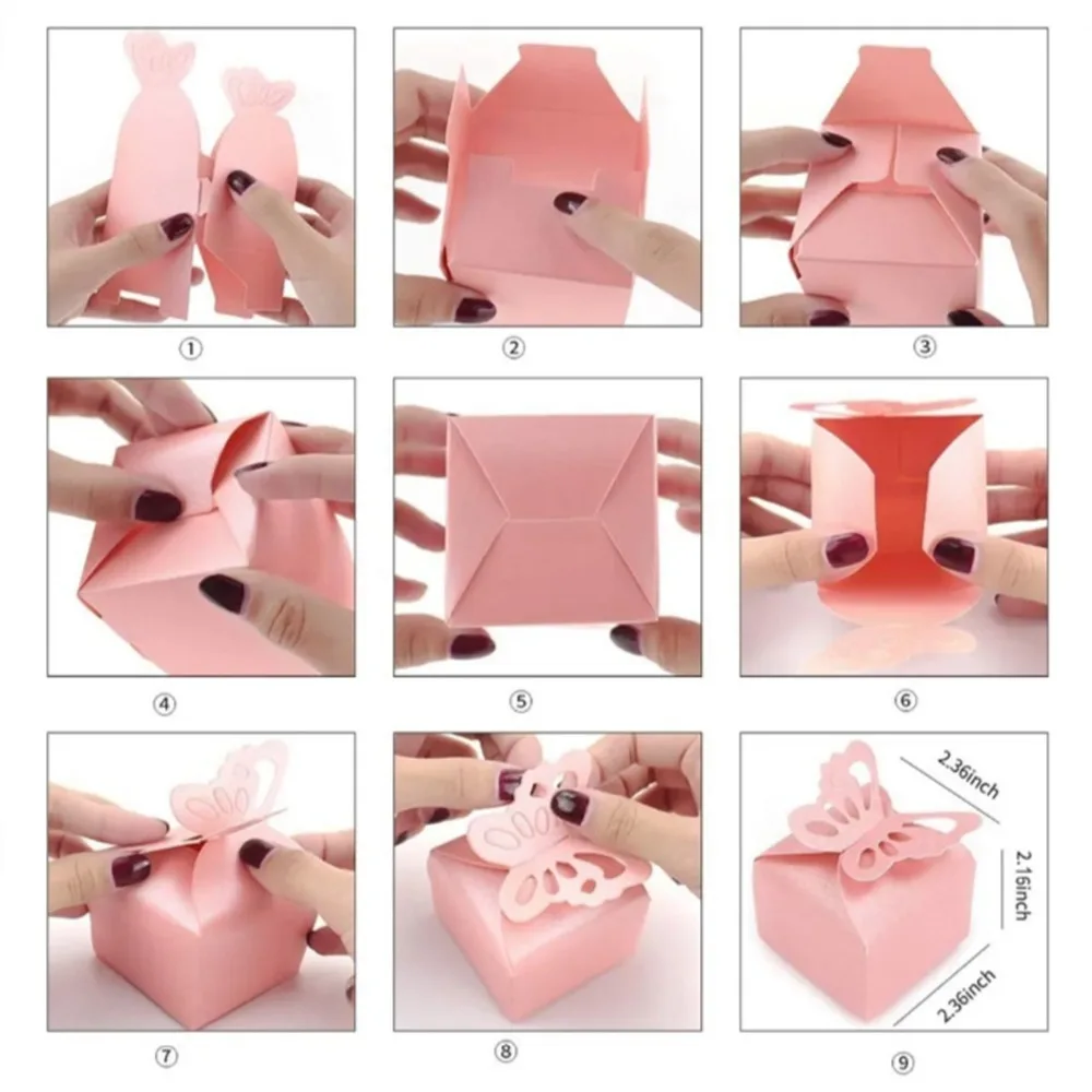50pcs Pink Butterfly Favor Boxes Small Size 3D Design Butterfly Candy Boxes Elegant Butterfly Present Boxes Party Favors view 3