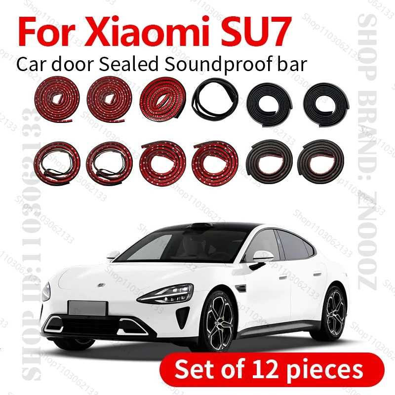 

Для 2024-2025 Xiaomi Su7 уплотнительная лента для двери автомобиля, резиновая двухслойная уплотнительная защита, звукоизоляционная пылезащитная уплотнительная лента, набор из 12 шт.