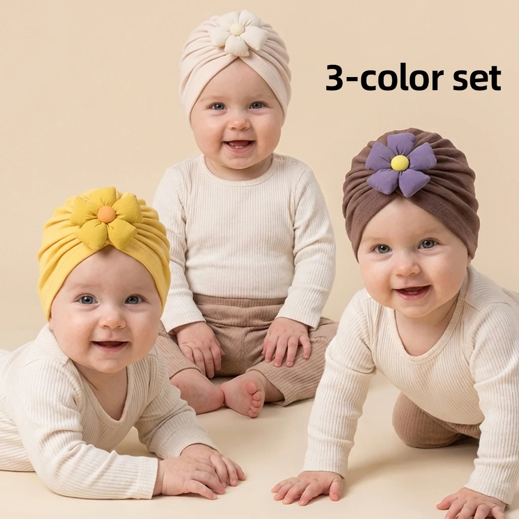 

Комплект из 3-х цветных шапочек для новорожденных: милые полосатые шапочки с бантом, удобные детские шапки из мягкого материала, головные уборы для новорожденных