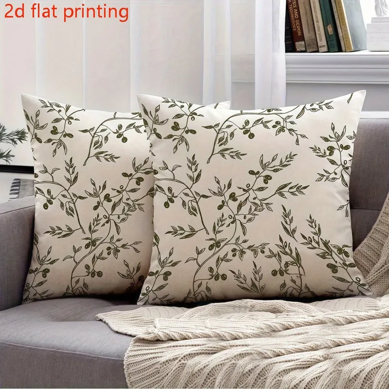

Pillowcases with Olive Branch and Berry Print Double-sided Printed Cushion Cover Machine Washable, Pillow Insert Not Included