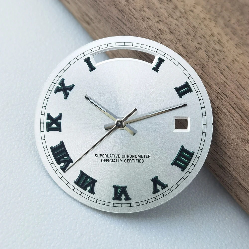 Mazda 8285 Unmarked Dial Custom Logo 31mm All Day Calendar Frame Non Luminous Roman Numeral Dial, Suitable for 8285 Movement