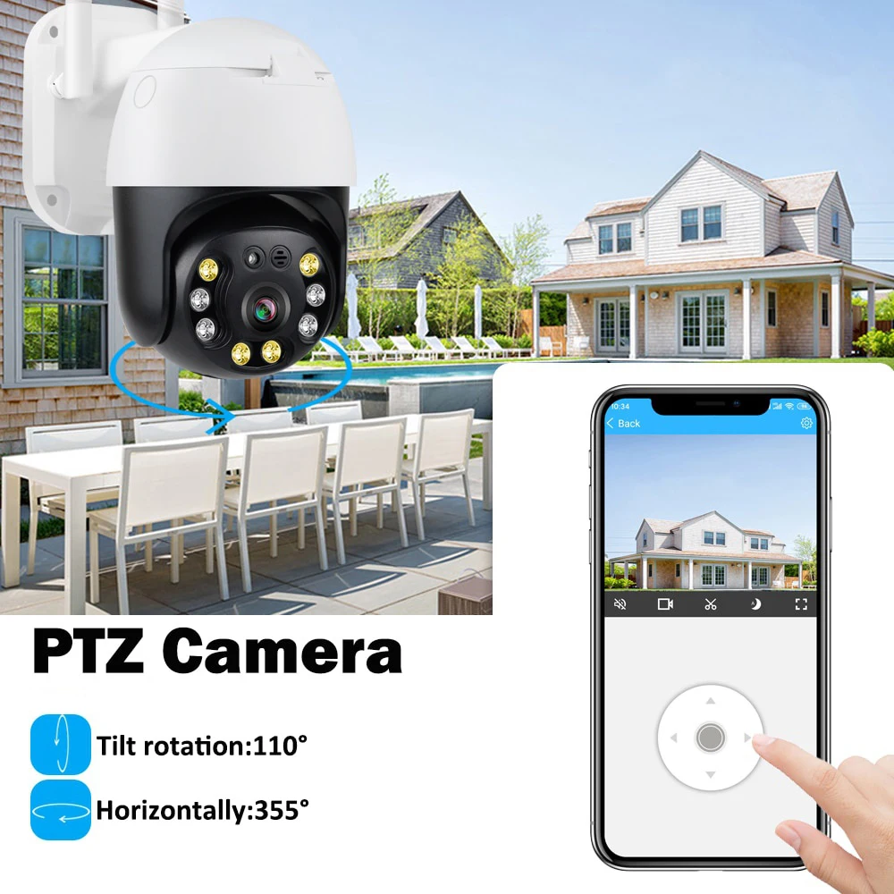 CareCam-Detecção Humana, 4K, 8MP, PTZ, WiFi, Detecção Humana, Vigilância Sem Fio, Auto Rastreamento, Câmera de Segurança CCTV Externa, H.265, 5MP