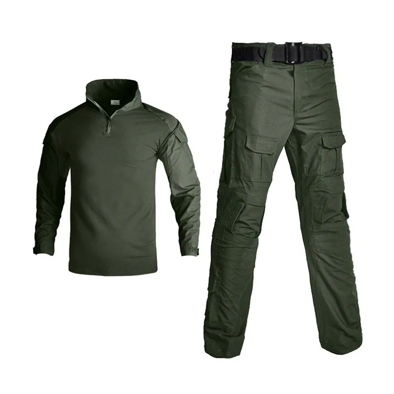 Tute tattiche da esterno verde militare Uniforme da combattimento Abbigliamento da uomo Camicie da caccia da allenamento Pantaloni cargo Set di paintball resistenti all'usura