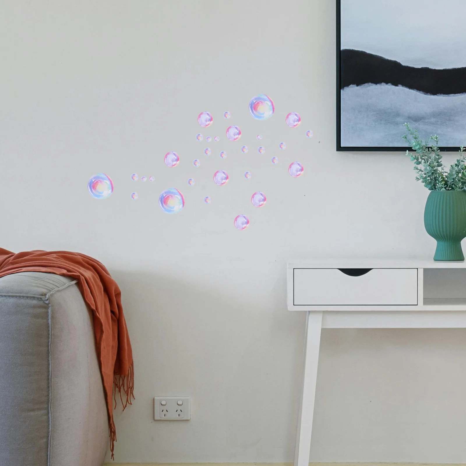 

1 set 1 Set Stickers Pvc Removable Peel Stick Decor For Living Room Bedroom Wall Bubbles Printing Wall Decal Art Decals