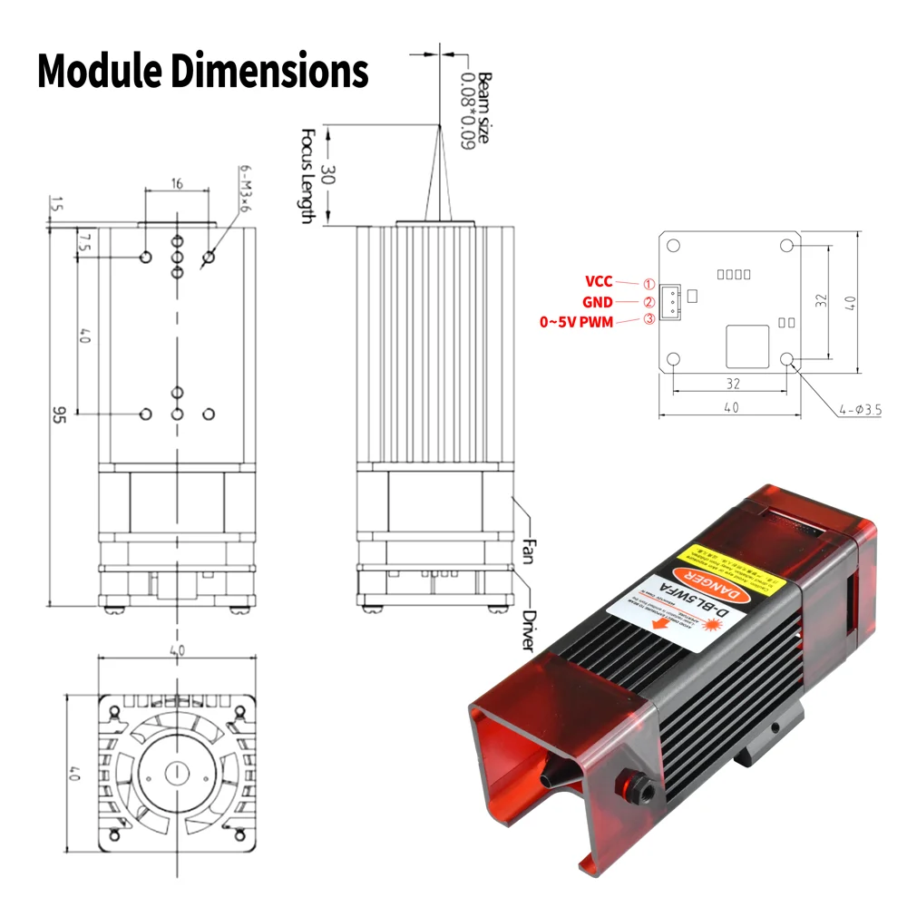 Imagem -06 - Huahengchi-cabeça de Gravação a Laser com Assistência a ar Gravador a Laser Acessórios Cnc Cortador a Laser Módulo Ferramenta de Trabalho em Madeira 40w