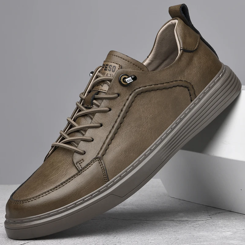 Chaussures Oxford décontractées en cuir véritable pour hommes, chaussures de jogging respirantes, chaussures provoqué d\'affaires surélevées, marque