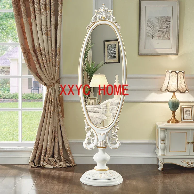 

Зеркало в полный рост ручной работы из цельного дерева в европейском стиле, двойное зеркало, вращающееся напольное зеркало