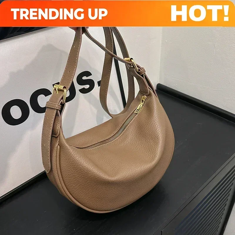 Fashion Solid PU Hobos Shoulder Bags Simple Versatile Sense Of Luxury Temperament Crossbody Bags For Women 2024 Hot On Sale