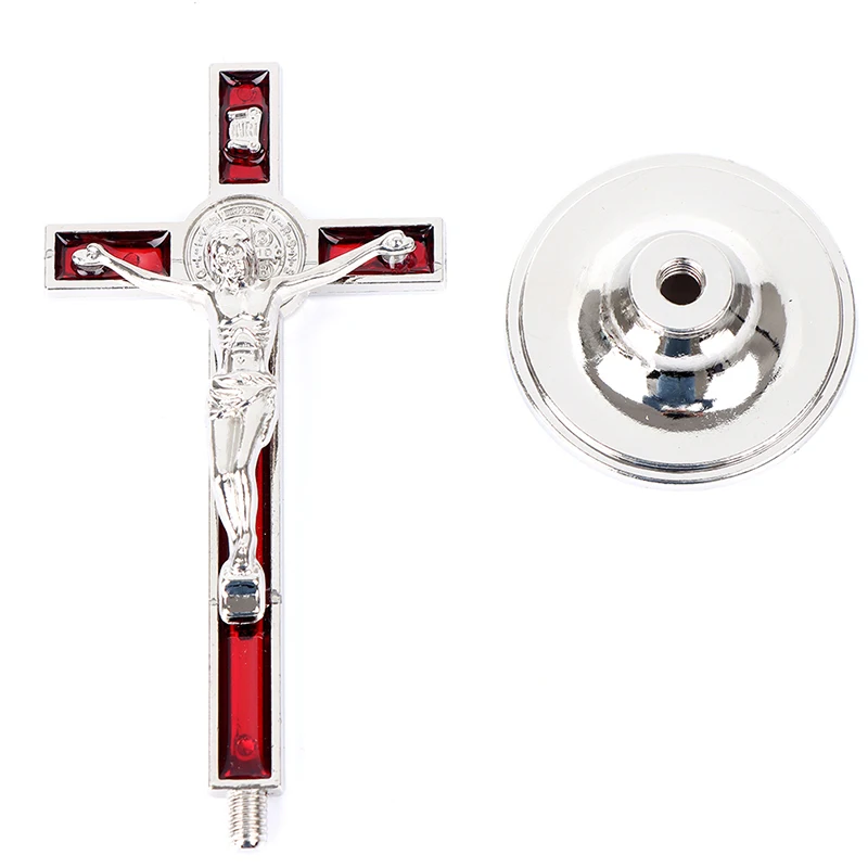 1pc rotes kreatives Kreuz Kruzifix Christus katholisch Jesus religiöse Kirche Dekoration stehen Wand antike Haupt kapelle Dekor Souvenir