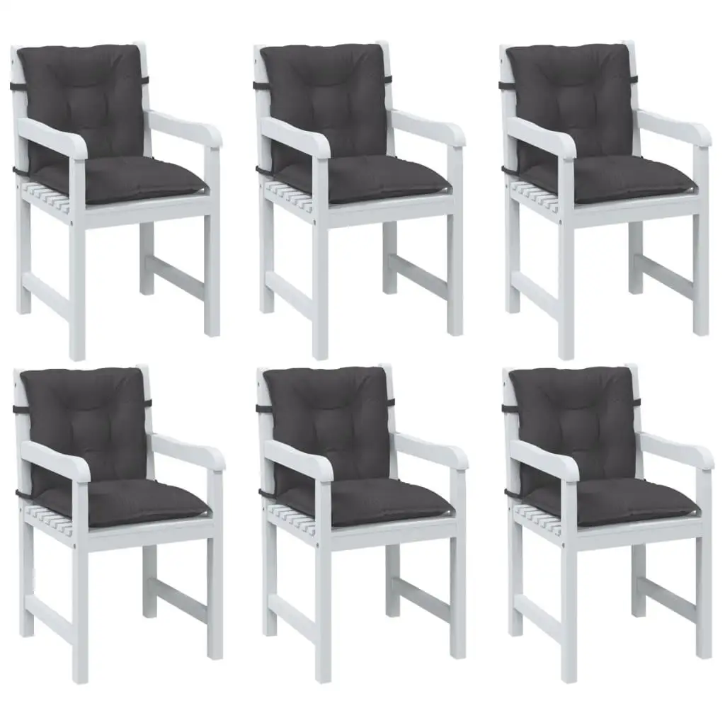 

6-Pack Low Back Chair Cushions Melange Anthracite Fabric 39.4x19.7x2.8 for Comfort & Style