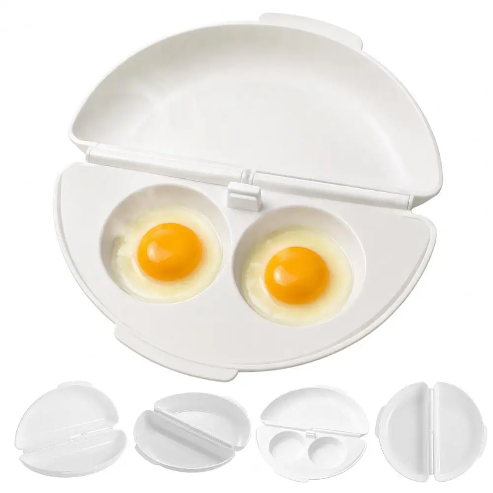 Egg Steamer Box Microwave Egg Poacher with Lid Nonstick 2-cavity Egg Cooker Steamer Dishwasher Safe Breakfast Gadget for Quick