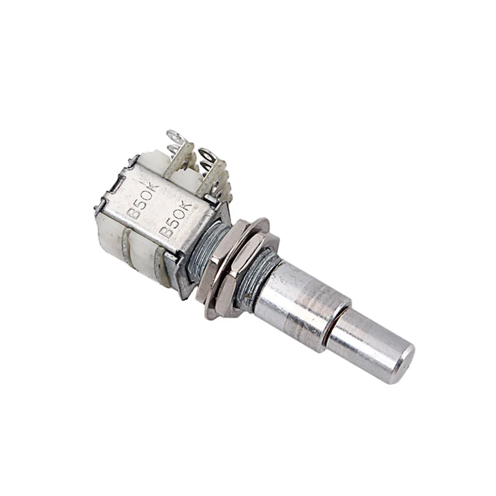 

1pcs B50K Guitar Bass Potentiometer Stacked Concentric Center Detent Pg324 Silver Replacement Upgrade For Electric Guitars Tone