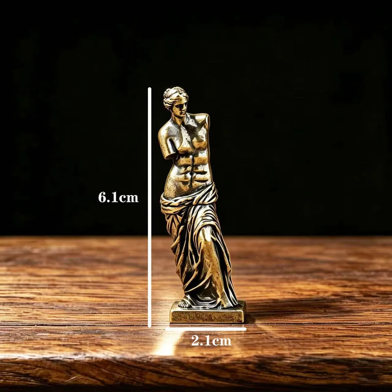 Brass retro-style aged Milo Venus statue a creative home decor piece for bookshelves representing the goddess of love and bea