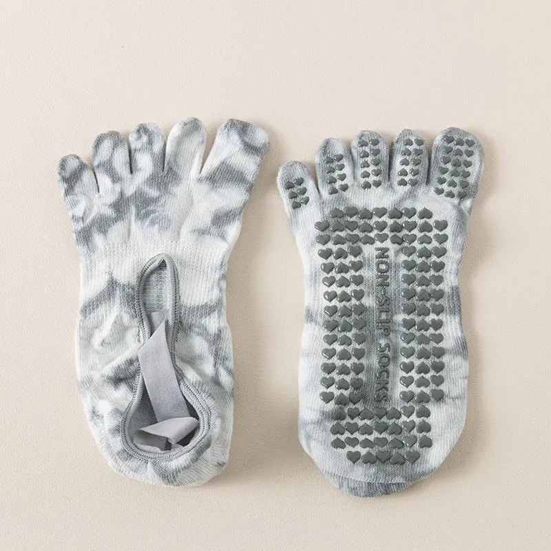 Yoga-Rutschfeste Socken, Damen, professionelle Fünf-Finger-Pilates-Baumwollsocken, Sportsocken für den Innenbereich, geteilte Zehen, schweißabsorbierend – Detail 13