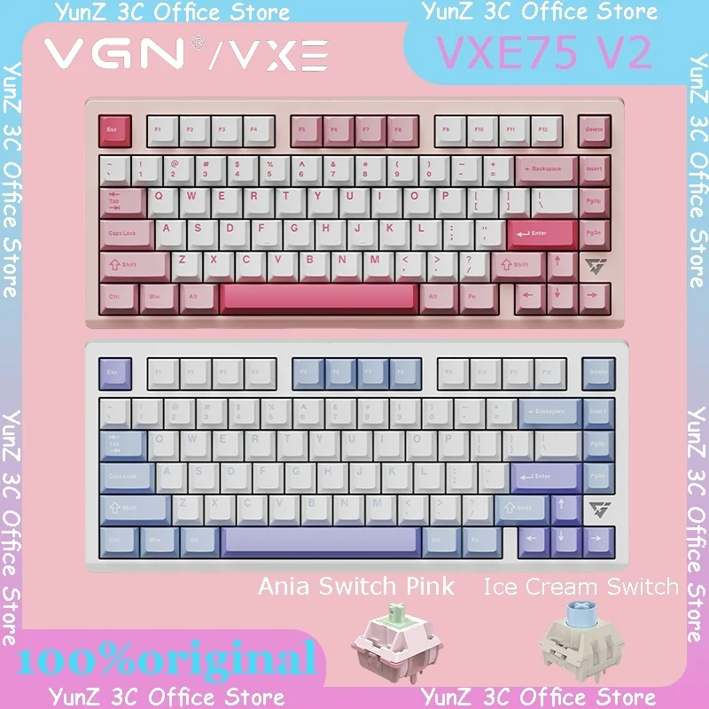 Vgn Vxe75 V2 Wireless Mechanical Keyboard Cnc Aluminum Alloy Customized Mechanical Keyboard Gasket Structure Hot Swappable Keybo