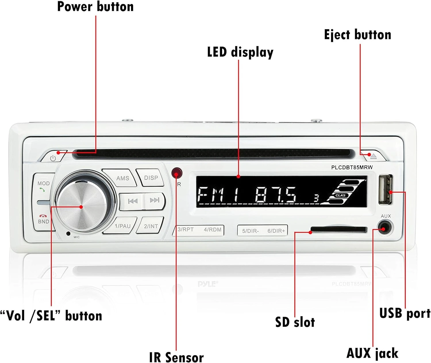 

Marine Stereo Receiver Speaker Kit - In-Dash LCD Digital Console Built-in Bluetooth & Microphone 6.5” Waterproof Speakers