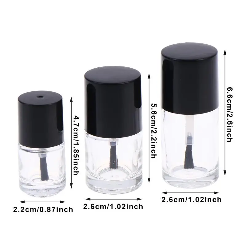 1/2pcs 5/10/15ml Empty Nail Polish Bottle With Brush Refill Bottle Glue Bottle Small Sample Nail Gel Polish Containers