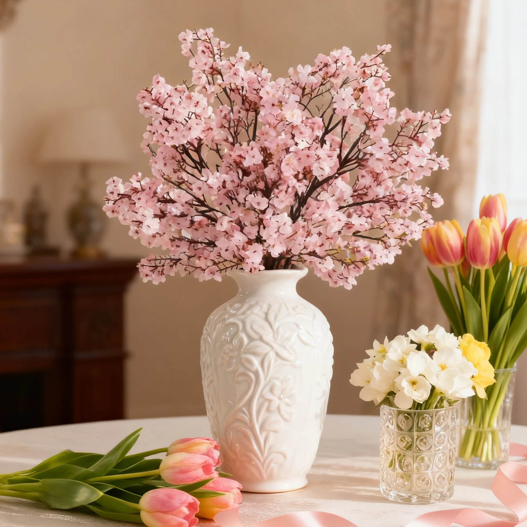 1/2pcs Artificial Plants Vases Home Room Wedding Bridal Bouquet Festival Garden Fake Plastic Flowers Scrapbook DIY Gift Box Yard