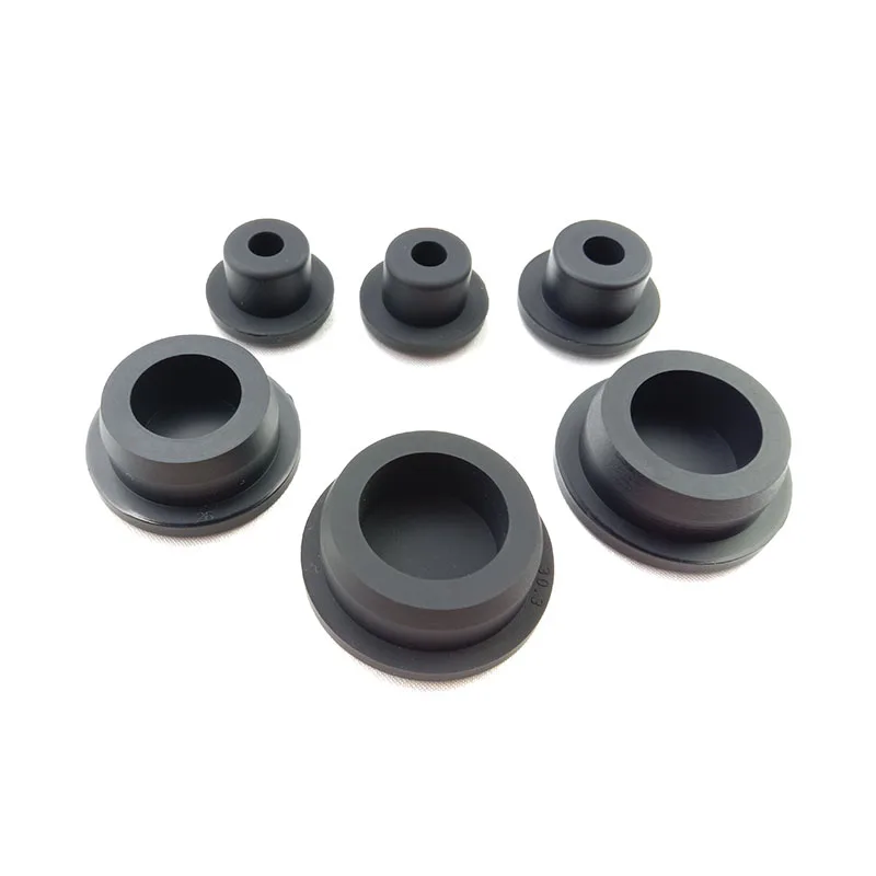 Black Round Silicone Rubber With Hole Seal Plugs Bore 6.8mm-68.6mm T Type Stopper Blanking End Caps Black