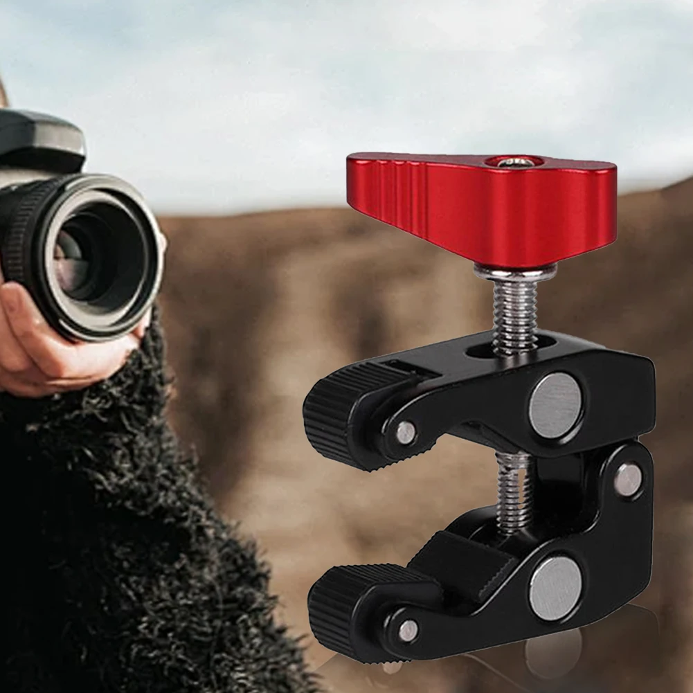 ตัวหนีบโลหะแบบ Super Clamp พร้อมเกลียวขนาด 1/4 นิ้ว และ 3/8 นิ้ว คลิปหนีบ Magic Arm Clamp ตัวยึดแบบ Super Holder สำหรับกล้อง DSLR จอภาพ ไฟ LED และไมโครโฟน