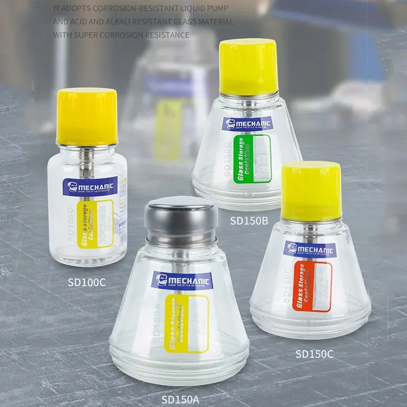 Botella de Alcohol líquido de vidrio mecánico, contenedor de agua, dispensador de limpieza antiestática para herramientas de reparación de teléfonos