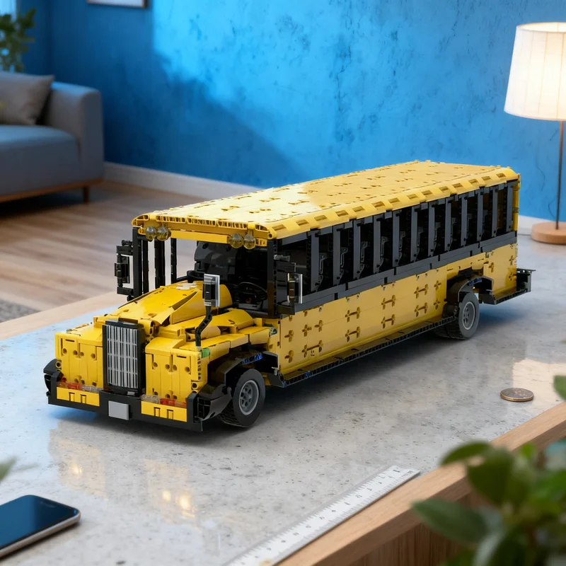 

3997pcs MOC School Bus Technical Model Building Blocks DIY Gift Creative Collectible Display Decor Premium Adult Kids Desk Home
