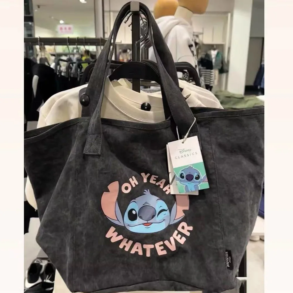 Kawaii Stitch Cartoon Handbag Large Capacity Tote Casual All-Match Satchel Shopping Storage Bag Outdoor Fashion Backpacks Female