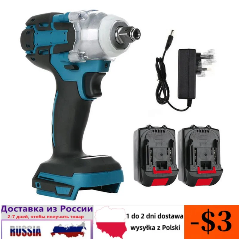 

Electric Impact Wrench Brushless Cordless Electric Wrench 1/2 inch with Makita 18V Battery Screwdriver Power Tools