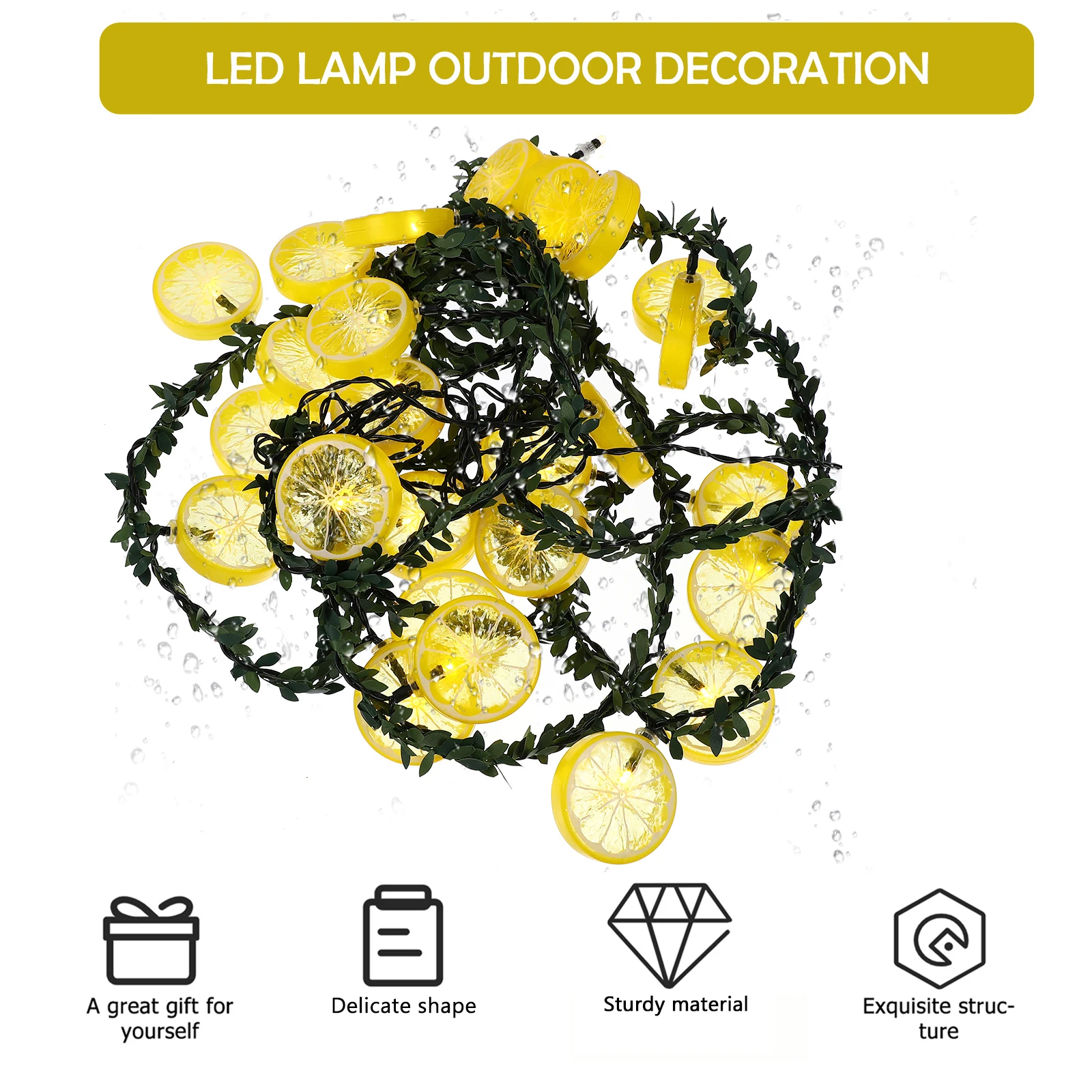 

1pc Solar Simulated Lemon Vine String Light Decorative Led Outdoor Garden Lamp Yard Solar String Light Reusable