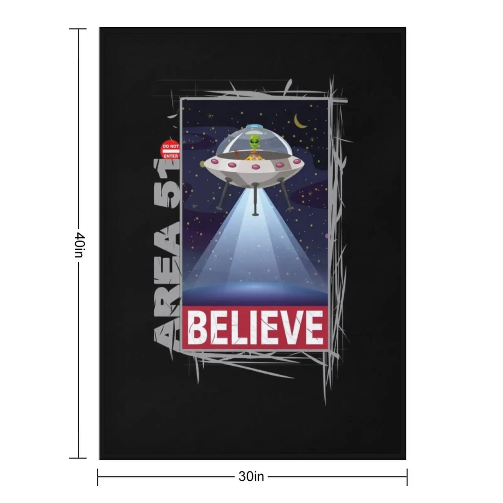 المنطقة 51 لا تدخل - أنا أؤمن بالجانب - بطانية رمي ET Tee عتيقة لبطانيات الأطفال #2