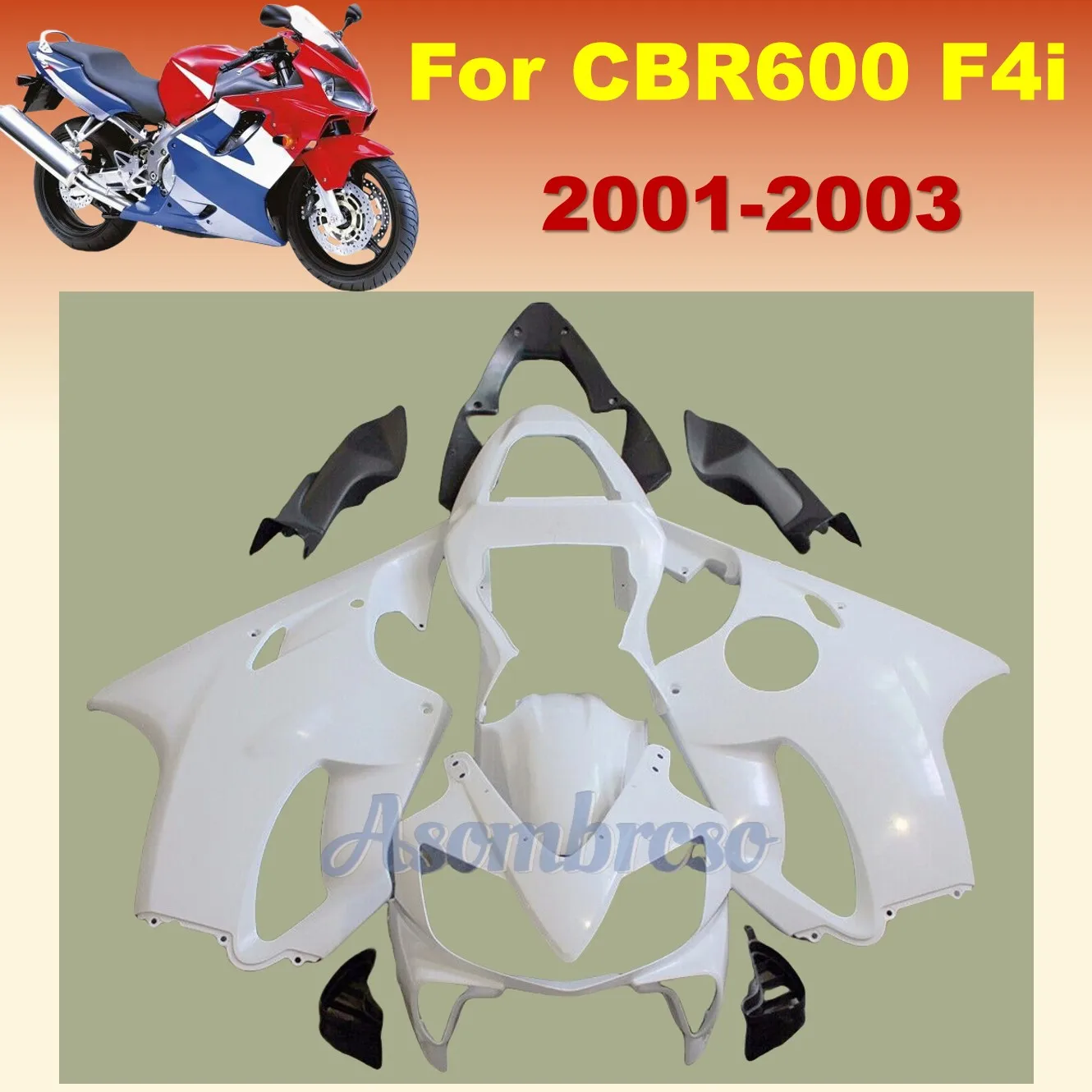 CBR600F4i 2001 2002 2003 Pearl White Fairing Kits CBR600 F4i  Custom Motorcycle Fairings CBR 600 01-03 Unpainted