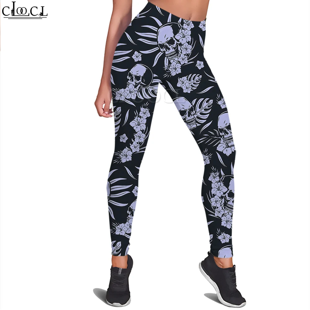 CLOOCL-Leggings con estampado de flores moradas para mujer, pantalones con estampado 3D para entrenamiento femenino, Push Up, trotar, pantalones de Yoga de cintura alta