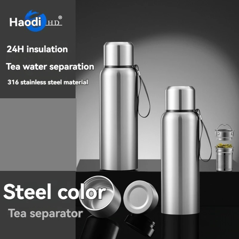 316 Full stainless steel large capacity insulated cup LED temperature display coffee cup tea Thermos bottle 24-hour insulation