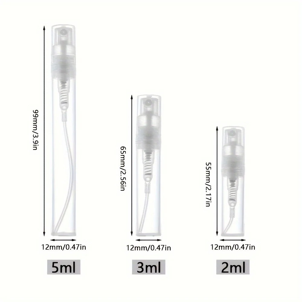 30pcs+4 Accessories 2/3/5ml Clear Plastic Spray Bottle Contains 30 Spray Bottles, 1 Pipette, 1 Funnel, 1 Dispenser, 1 Syringe