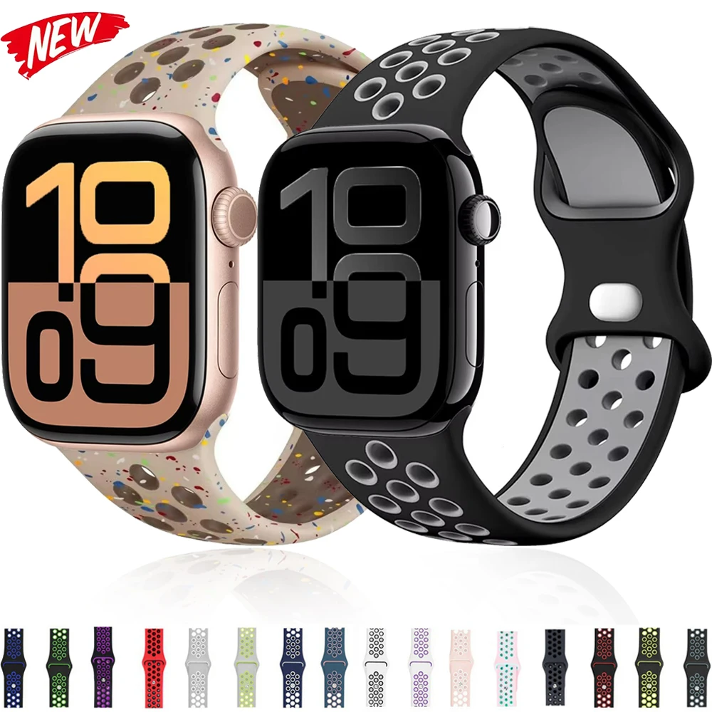 

Силиконовый ремешок для Apple Watch 9 8 7 45 мм 41 мм 10 46 мм 42 мм Серия Correa для iwatch Ultra 49 мм 6 5 4 SE 44 мм 40 мм Браслет