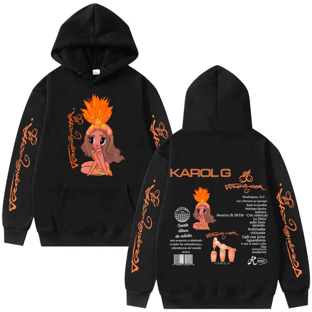 

Singer Karol G Tropicoqueta 2025 Hoodie Men Women Hip Hop Fashion Pop Music Hooded Sweatshirt Casual Cotton Vintage Streetwear