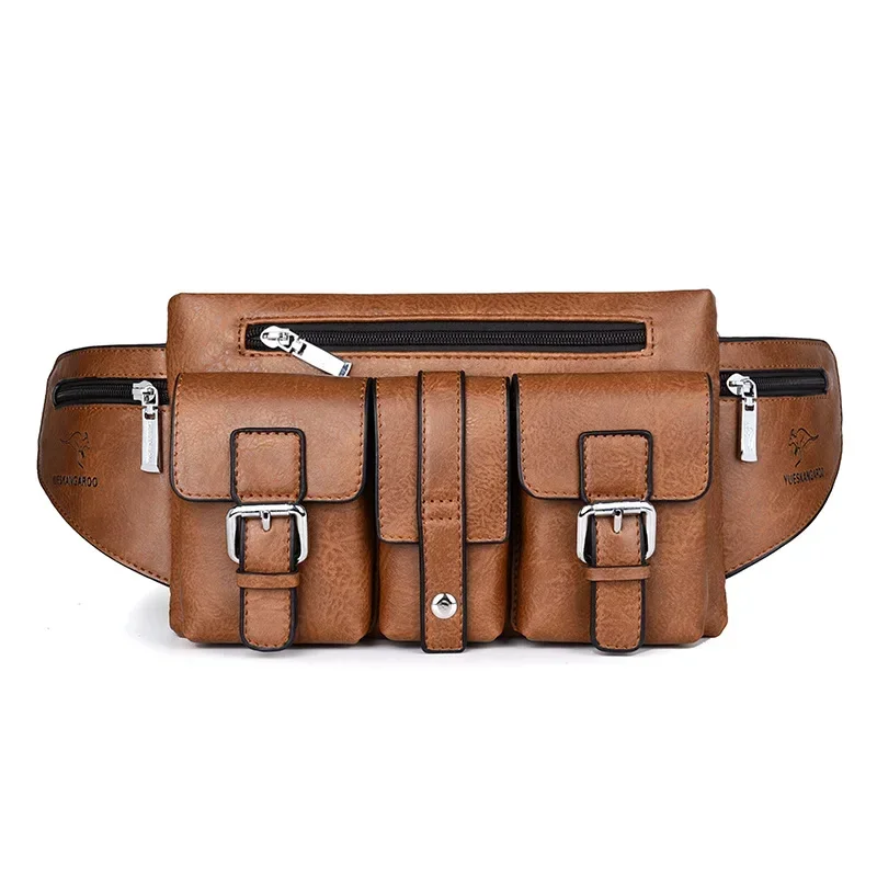 Men\'s Waist Bag Crossbody Shoulder Chest Bags for Man 2026 Leather Man Belt Pouch Travel Pack Large Cell Phone Pocket Fanny Pack