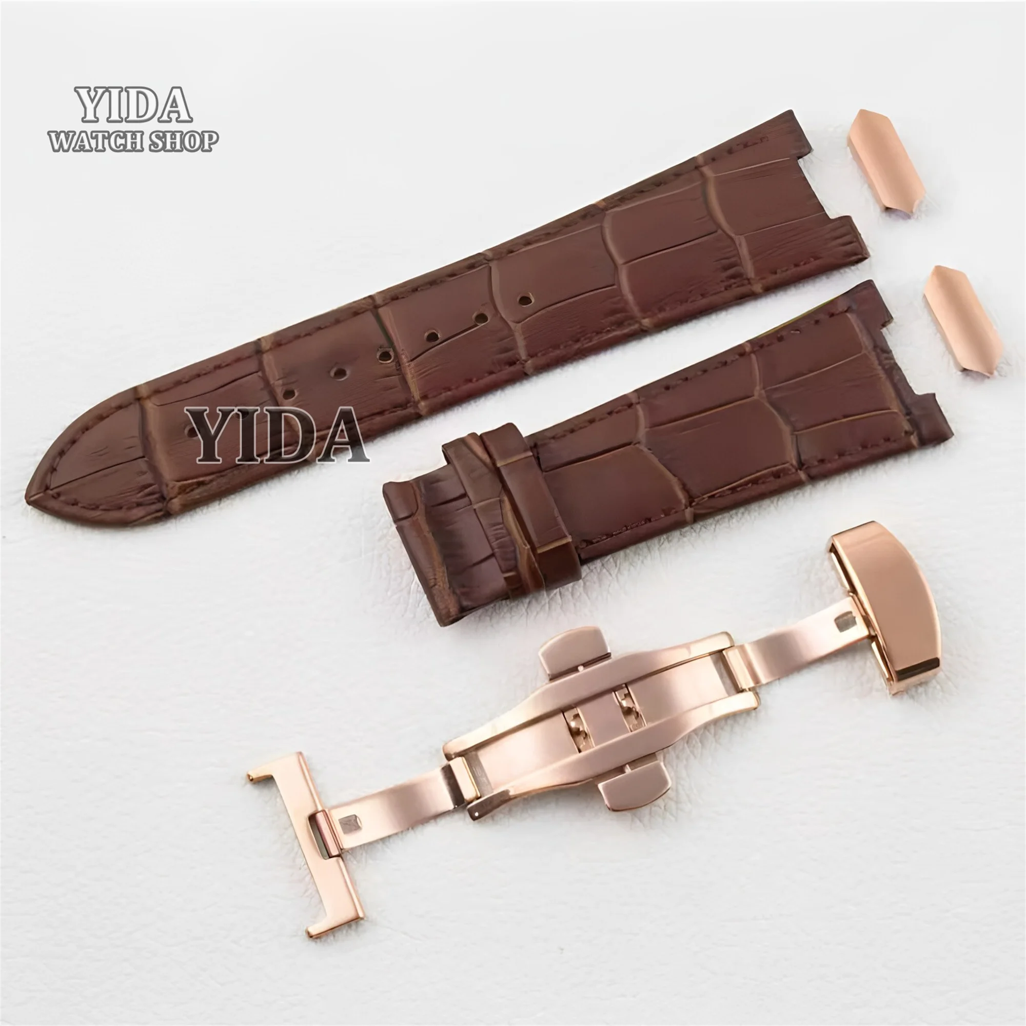 25.6mm Genuine Leather Watch Strap Black Brown Blue Watch Bracelet For VC222 Watch Case High Quality Wristband Band Replacements