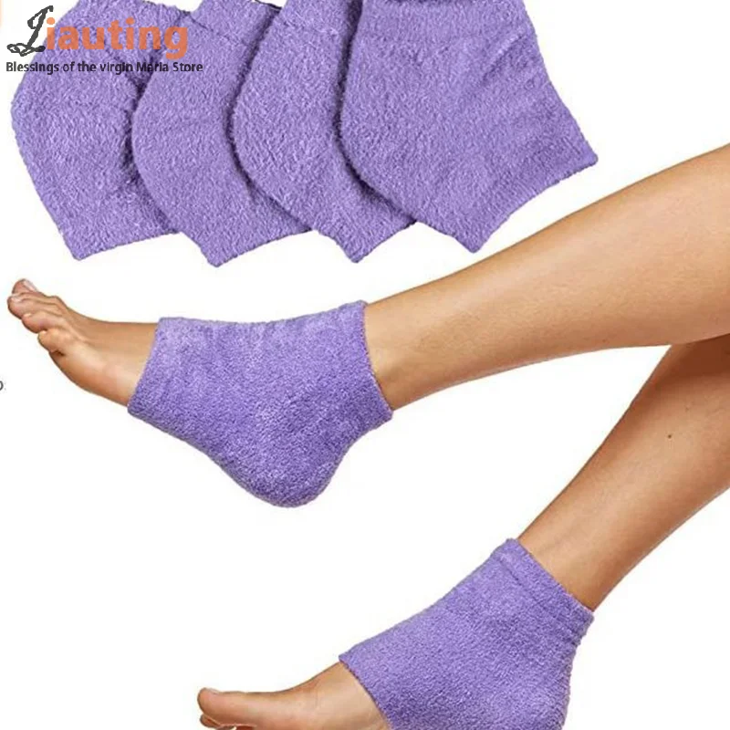 2PCS Gel Heel Socks Moisturing Spa Gel Socks Feet Care Cracked Foot Dry Hard Skin Protector Prevent Dry Heel Feet Care Tools