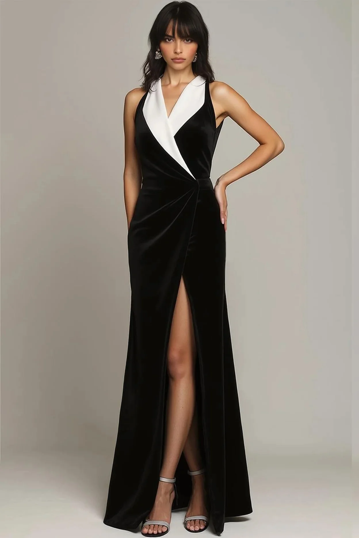 فساتين طويلة مخصصة ذات جودة عالية من القطيفة على شكل حرف a ورقبة على شكل حرف V، فساتين مناسبة مخصصة، مقاسات أنيقة متاحة كاجوال