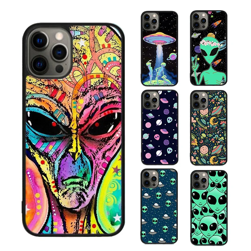 Sky aliens UFO astronauts lovely Phone Case cover For iPhone SE2020 15 16 14 13 12 11 Pro Max Coque For Apple 8 PLUS 7 fundas