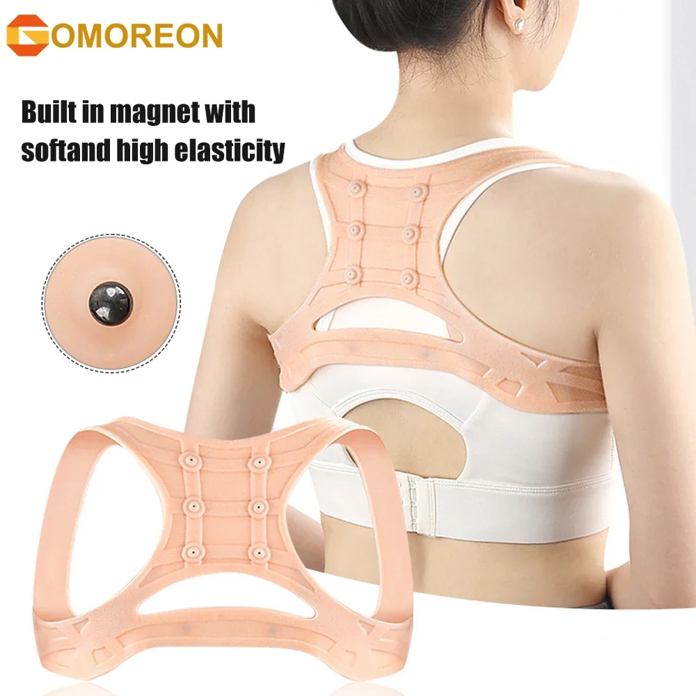 

1PC Silicone Magnetic Posture Corrector for Women Men - Comfortable Upper Back Brace, Helps Relieve Neck, Back and Shoulder Pain