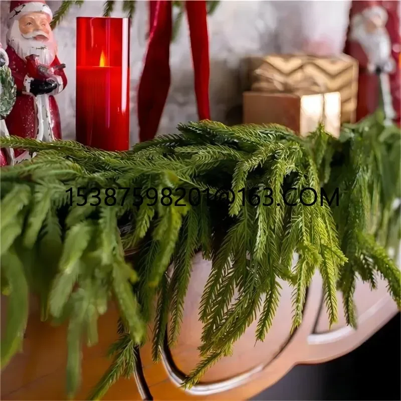Christmas Garland Norfolk Pine Garland Artificial Faux Greenery Wreath Rustic Table Runner Holiday Indoor Mantle Decor Supplies